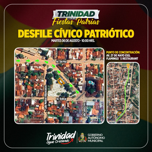 Todo listo para el desfile cívico patriótico del 6 de agosto