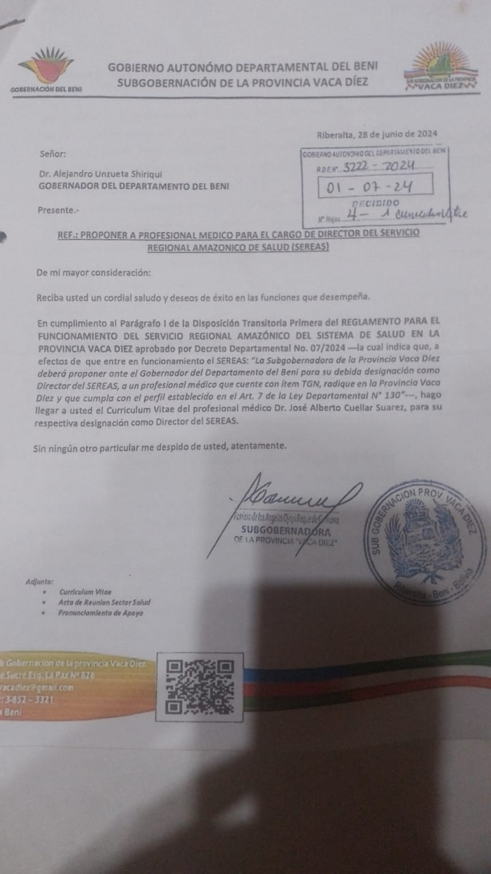 Nuevo Director del SEREA  es posesionado en Trinidad:  Críticas a la designación  en Vaca Diez persisten